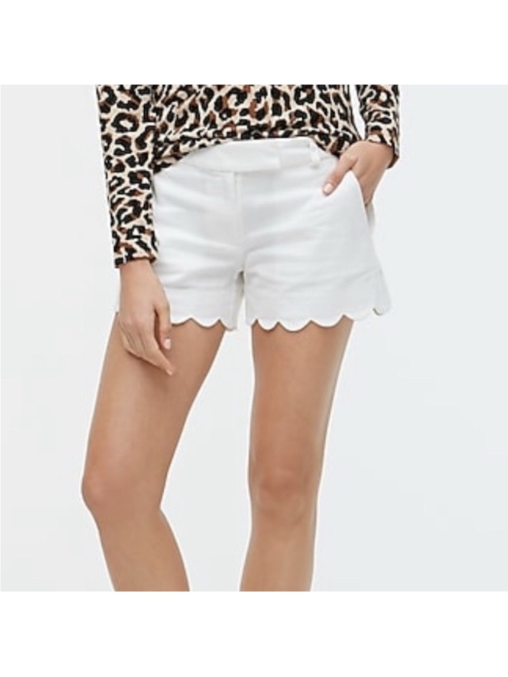 J. Crew White Scallop Hem shorts